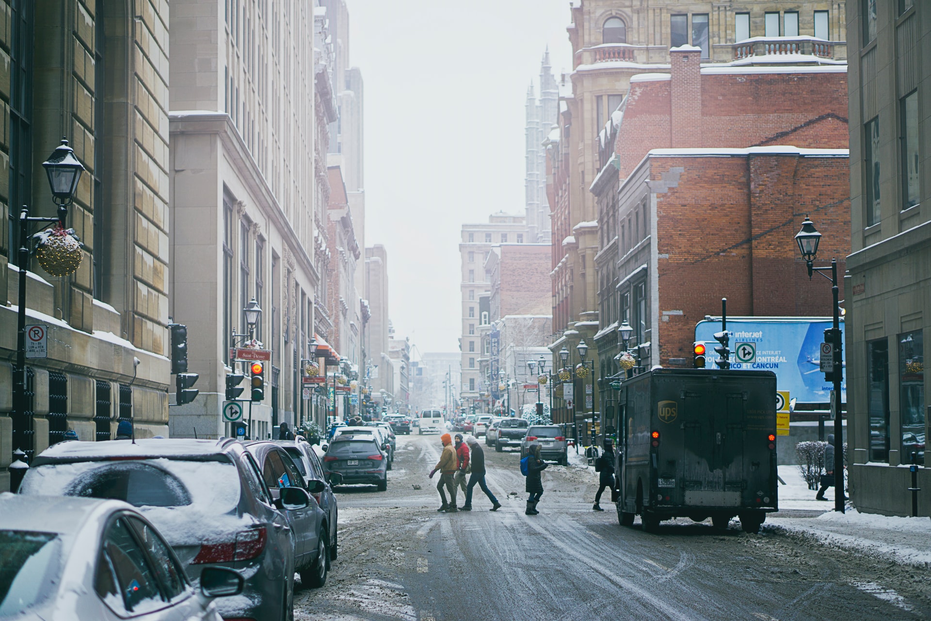 A snowy downtown street representing changes to occupier's liability in Ontario regarding slip and falls due to snow and ice